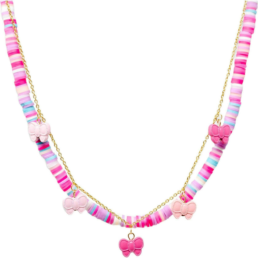 Girl's Colorful Disk Necklace & Charm Duo