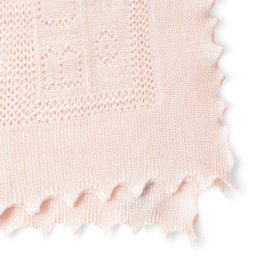 BONPOINT Embroidered Knit Blanket - Rose Pale