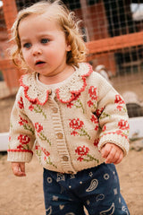 Ines Cardigan in Rouge Bloom