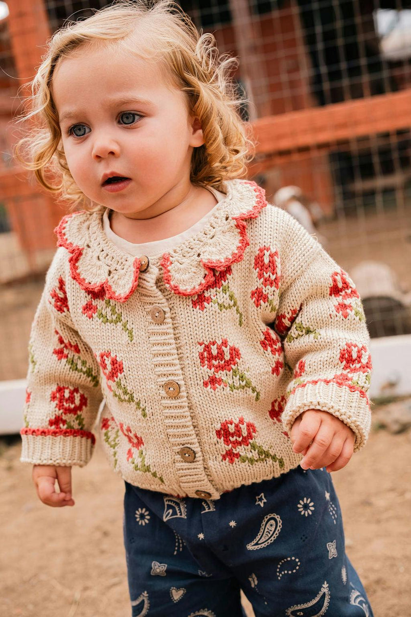Ines Cardigan in Rouge Bloom