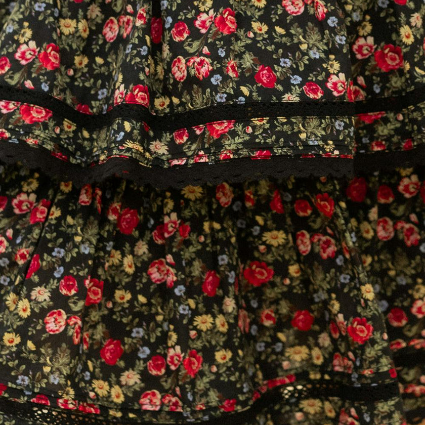 Annalise Skirt in Obsidian Vintage Poppies