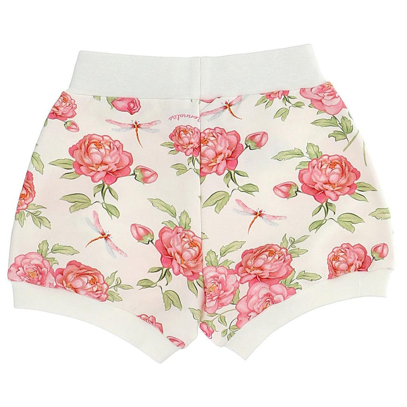 Cream Floral Rose Print Shorts