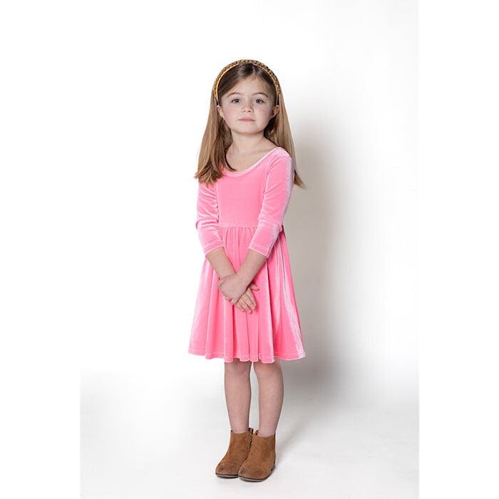 Twirly Stretch Velvet Scoop Back Long Sleeve Knit Dress