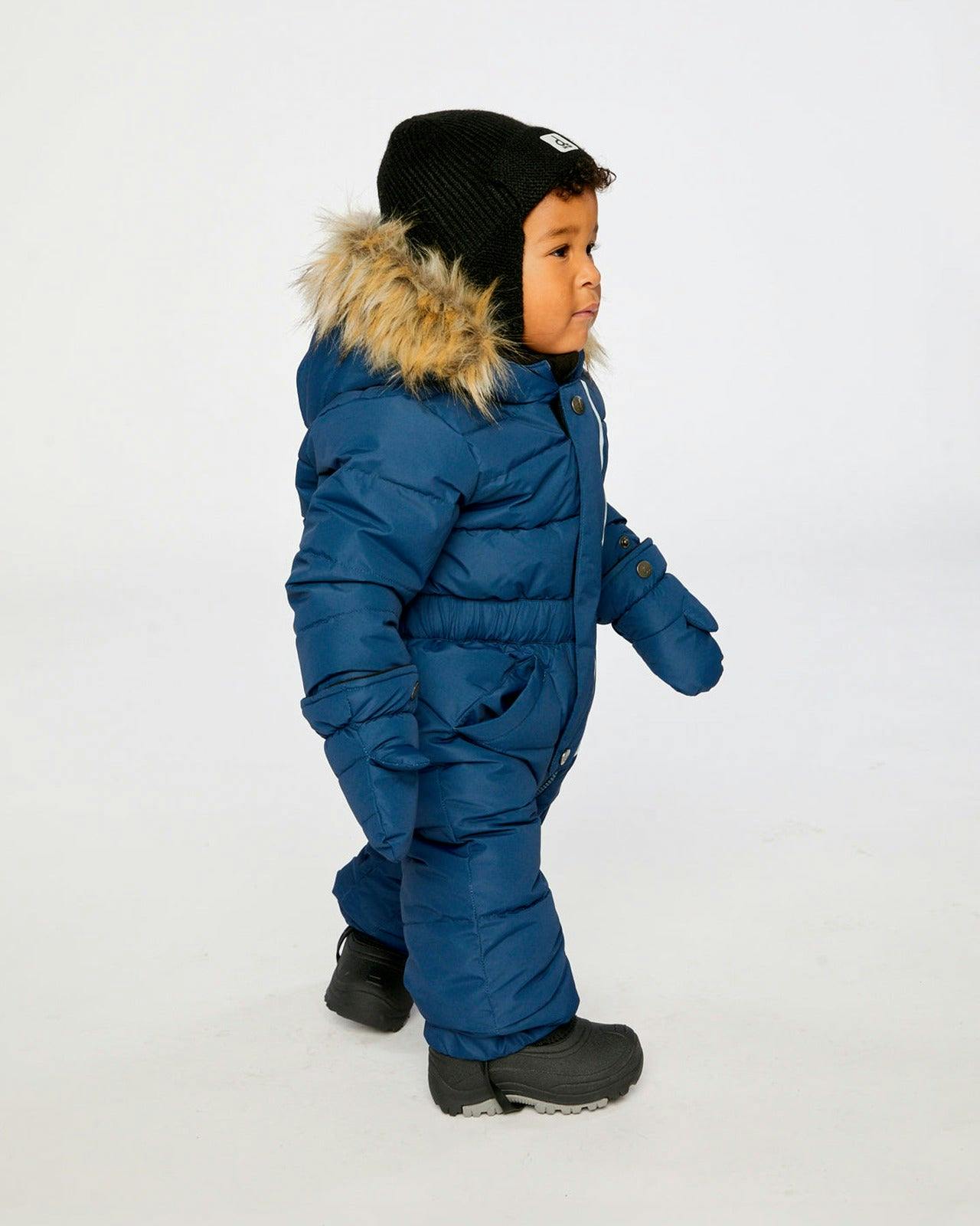 Baby Original One Piece Puffy Snowsuit With Removable Mittens And Boots Dark Blue