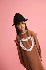 Lace Heart Dress Dark Brown