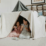 Organic Cotton Muslin Quilted Throw - Sand Stripe