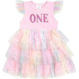 First Birthday Girl Fairy Dust Short Sleeve Tutu Dress