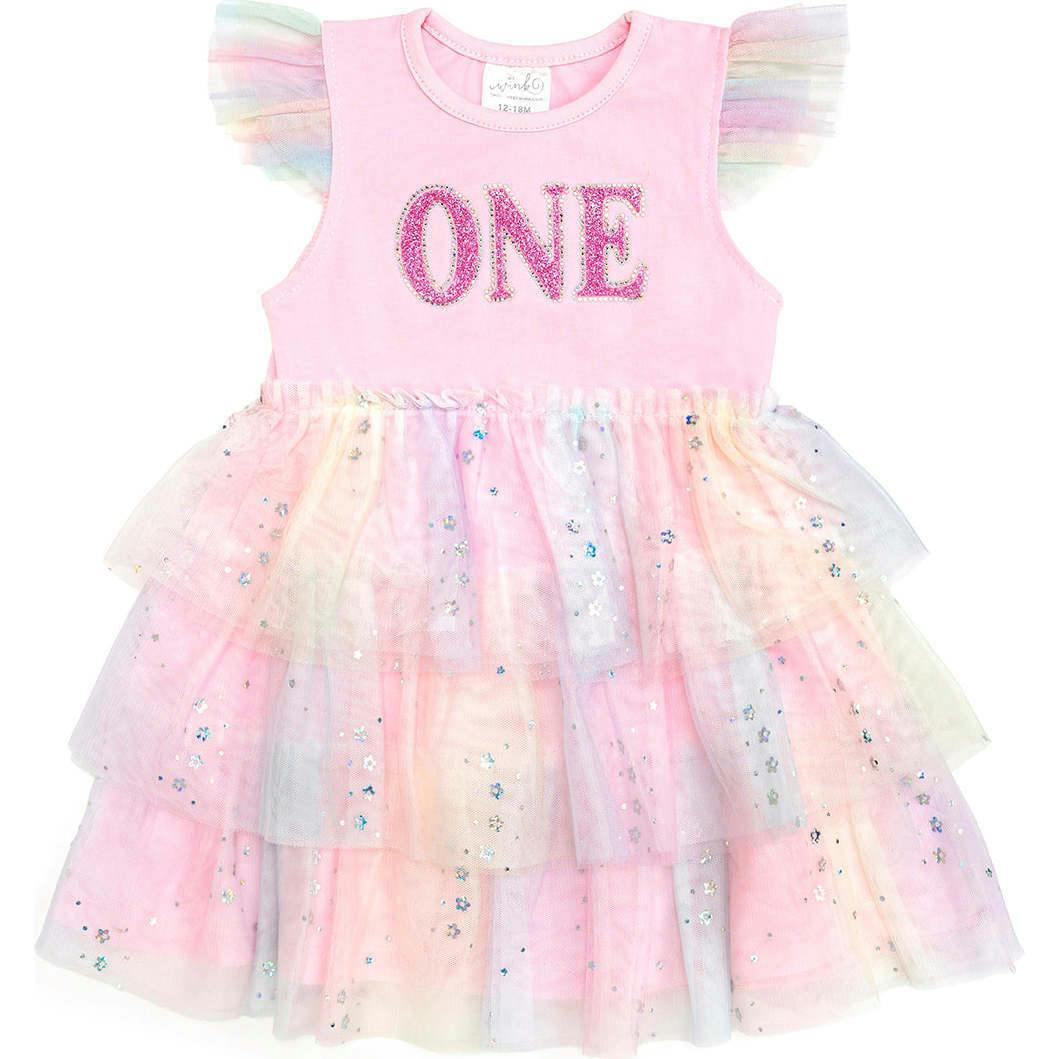 First Birthday Girl Fairy Dust Short Sleeve Tutu Dress