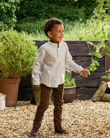 Oscar Shirt in Pale Blue/Oatmeal Check