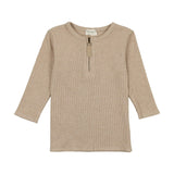 Soft Ribbed 3-Quarter Sleeve Zipped Henley Shirt