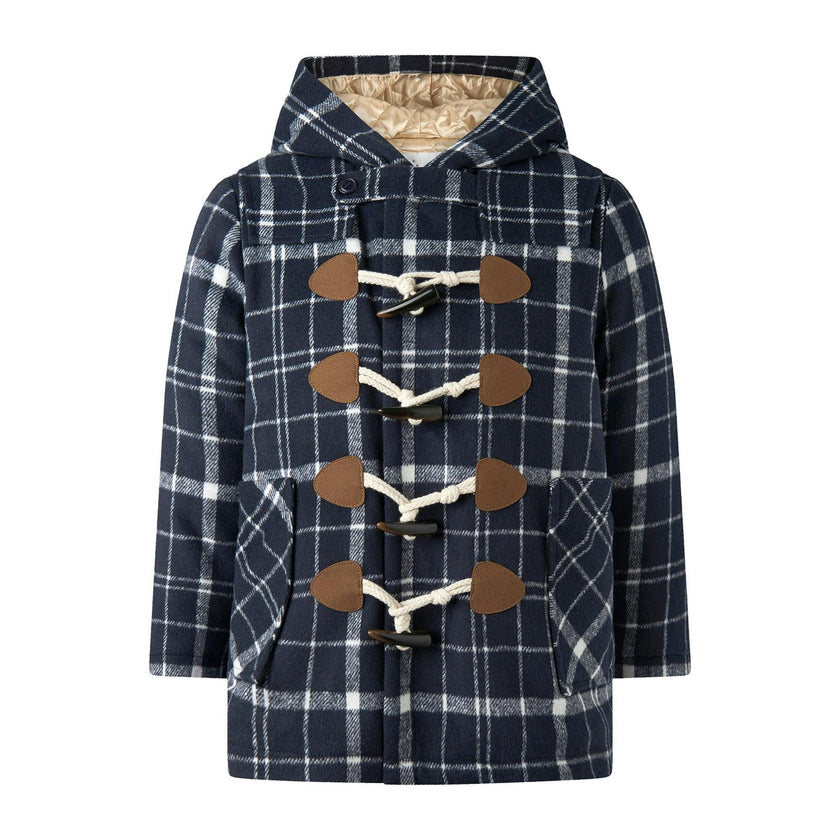 Navy Check Duffle Coat