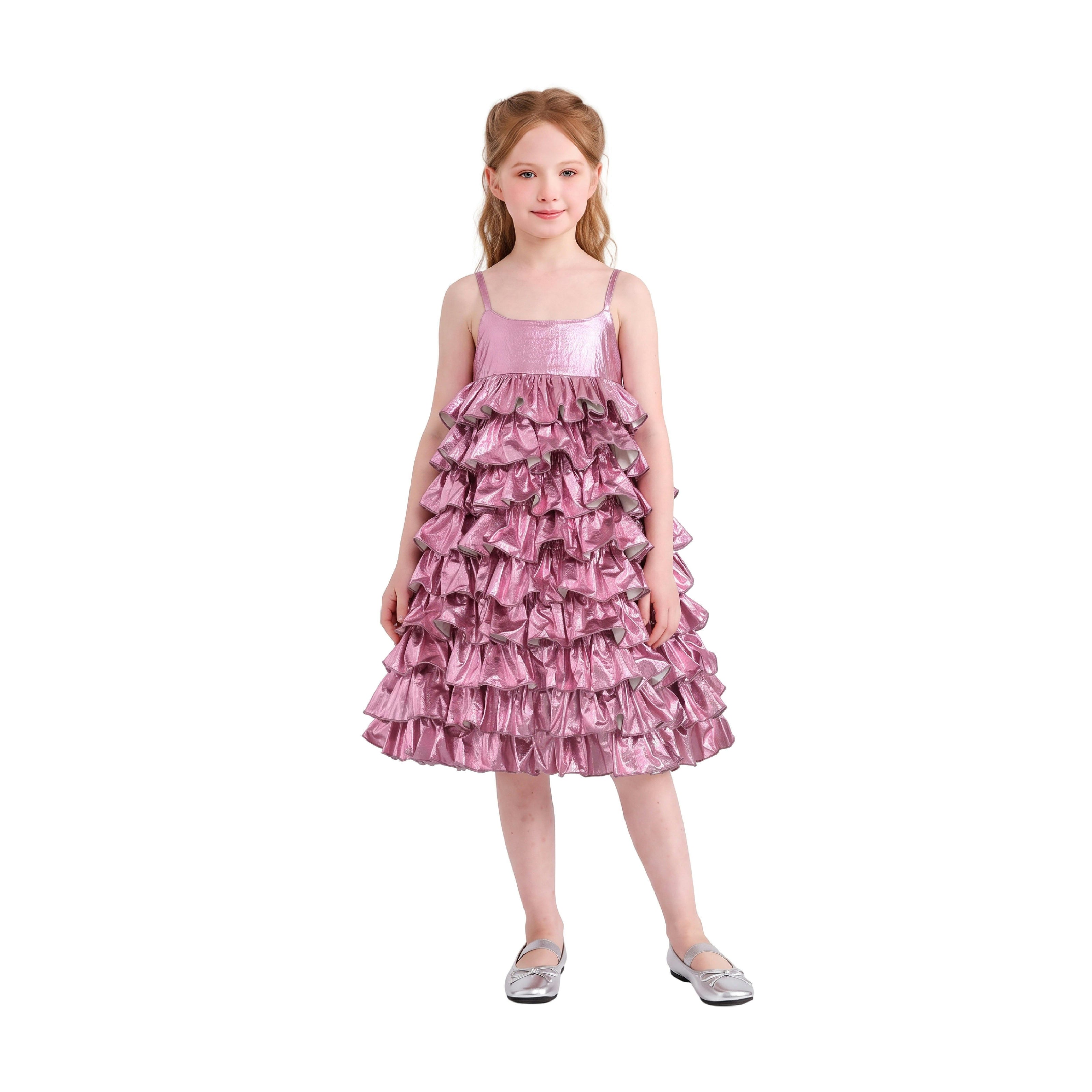 Pink Valeriane Tiered Ruffle Dress