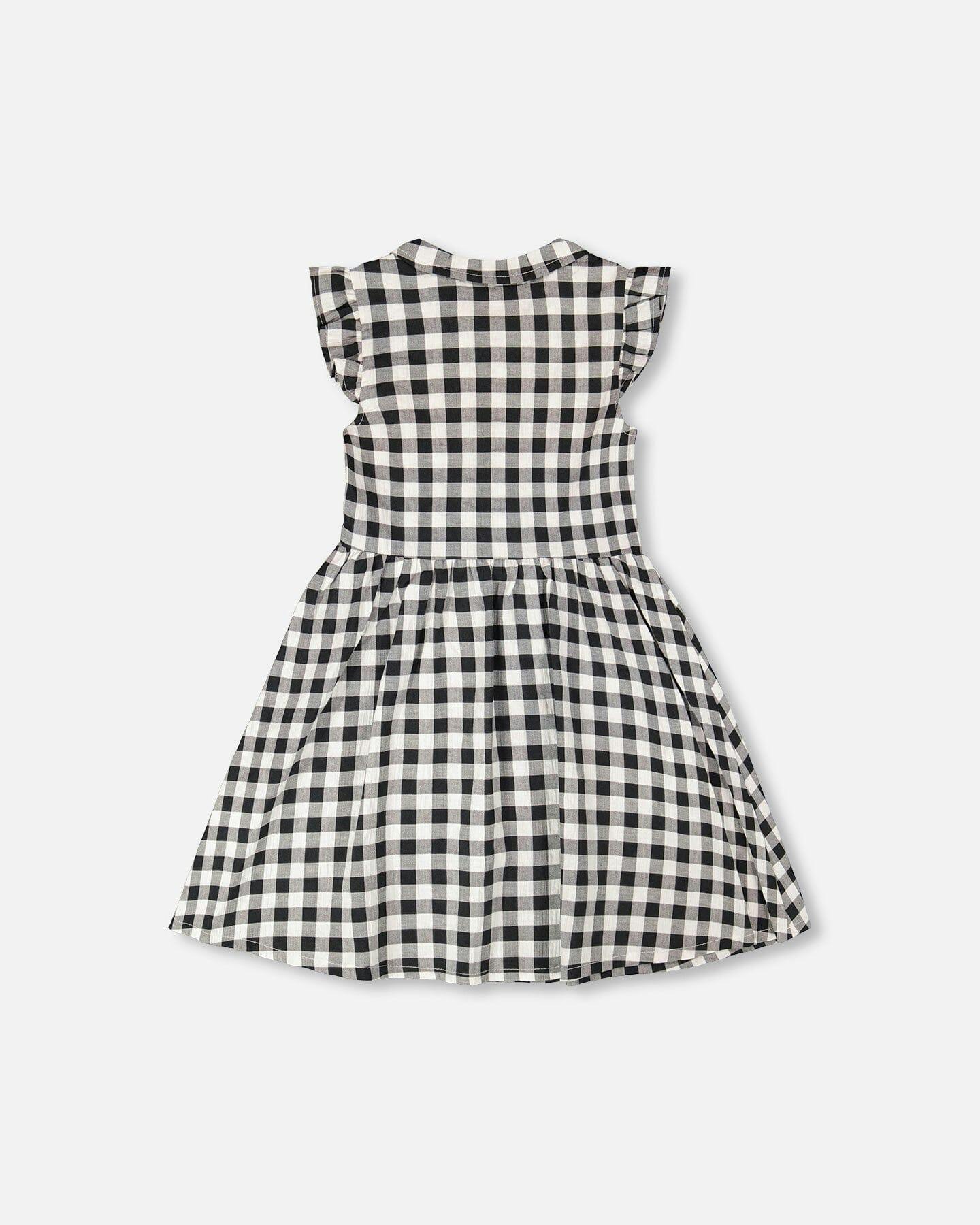 Sleeveless Button Down Dress Black Gingham