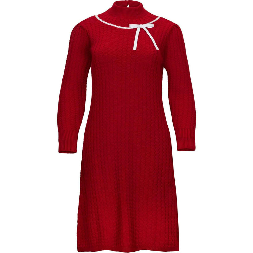 red cable knit dress Hope & Henry Women's Organic Mock Neck Sweater Dress, Cable, 4 Mini Dress Crystal Trim LD116 and hem Size:US12