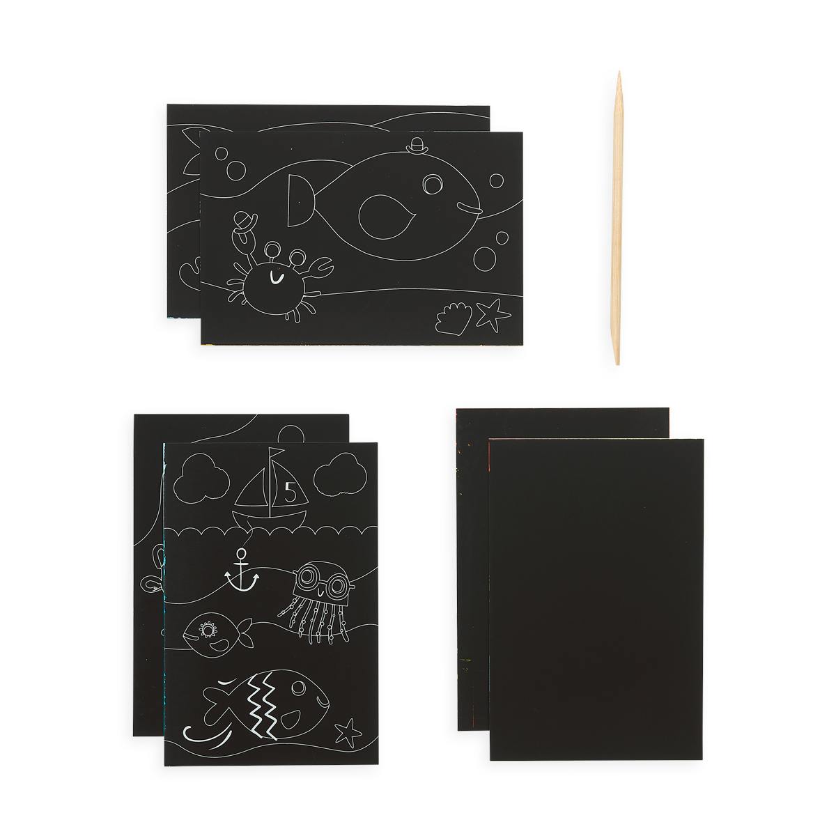 Scratch and Scribble Mini Scratch Art Kit - Friendly Fish - 8 Cards 1 Sticker Sheet