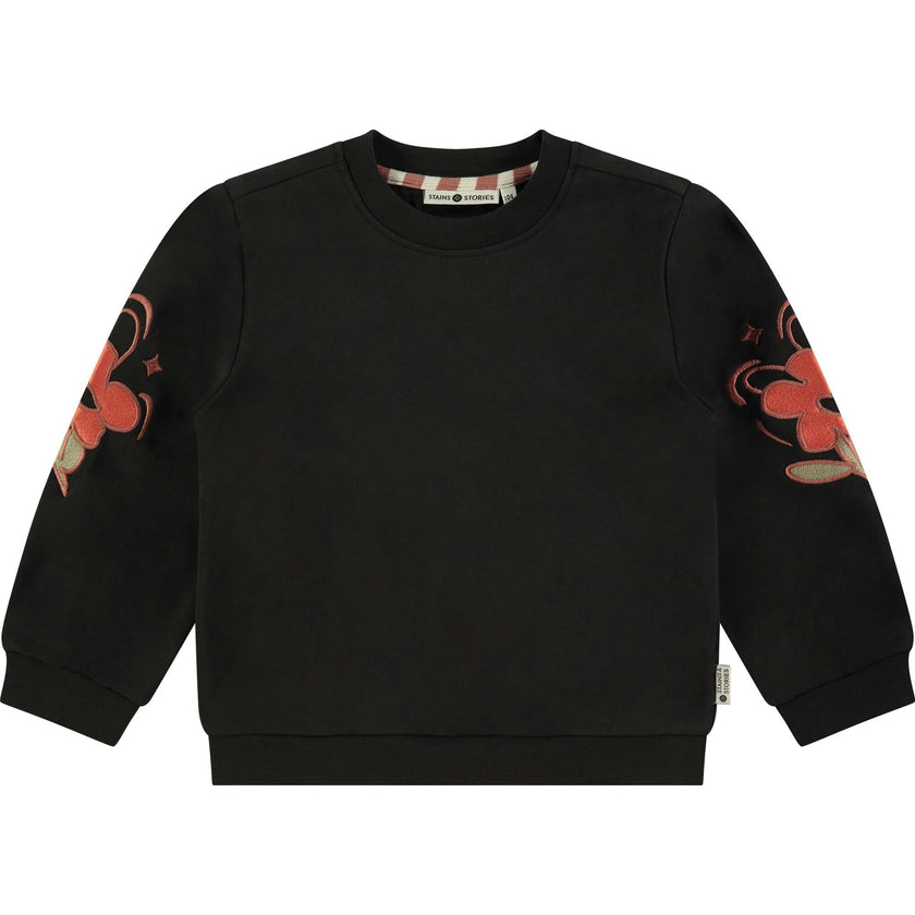 Printed Elbow Crew Neck Pullover Sweatshirt