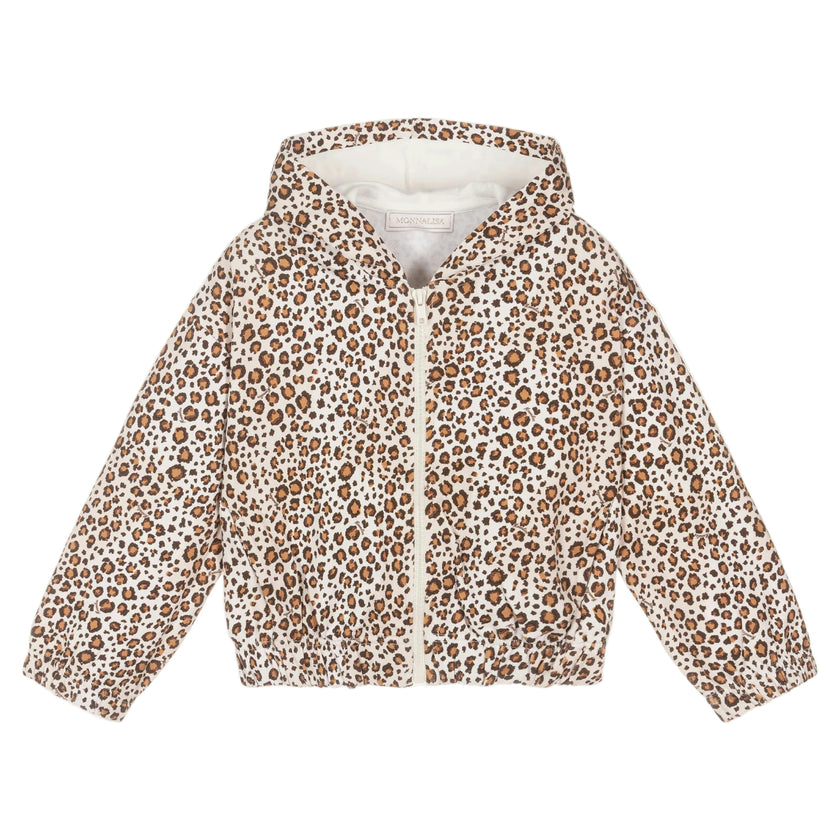 Beige Leopard Print Zip Up