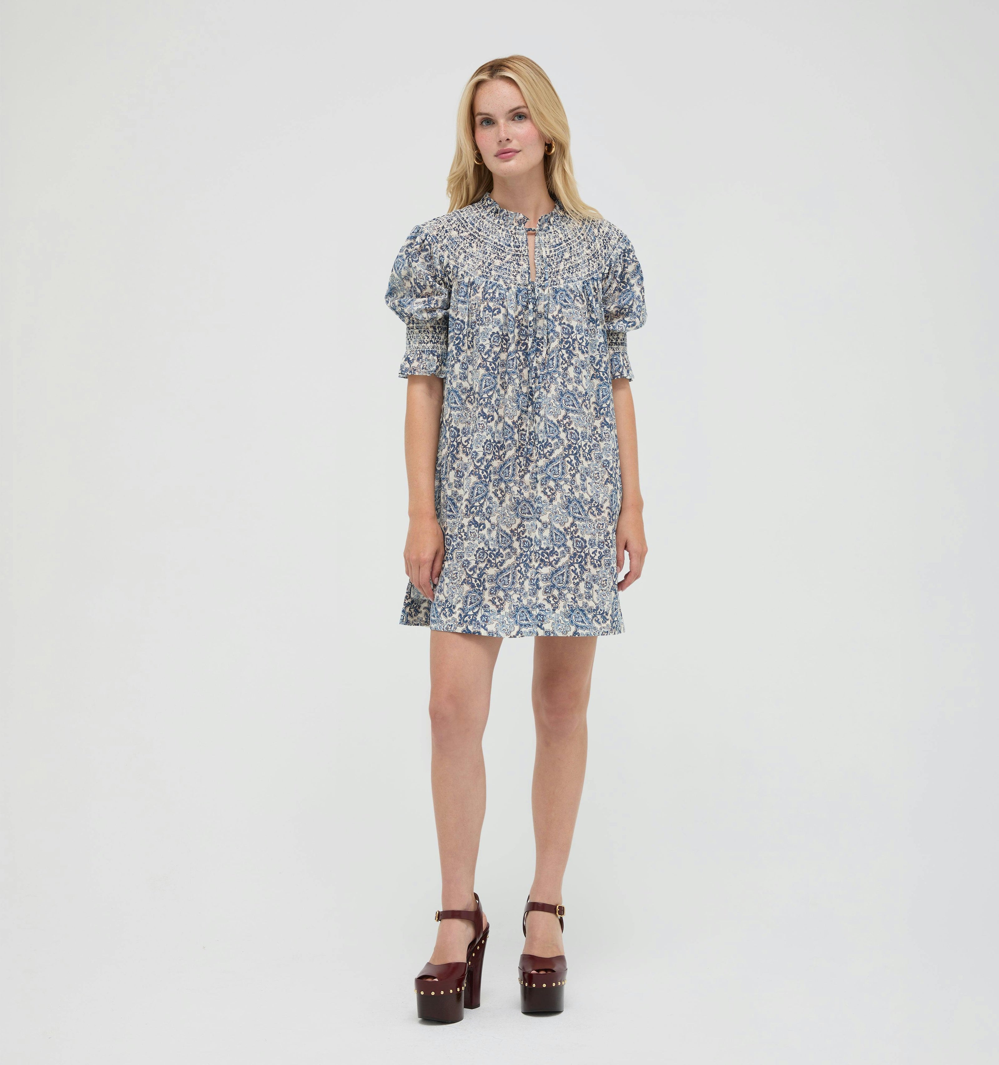 The Zinnia Mini Dress -  Chedworth Paisley Blue