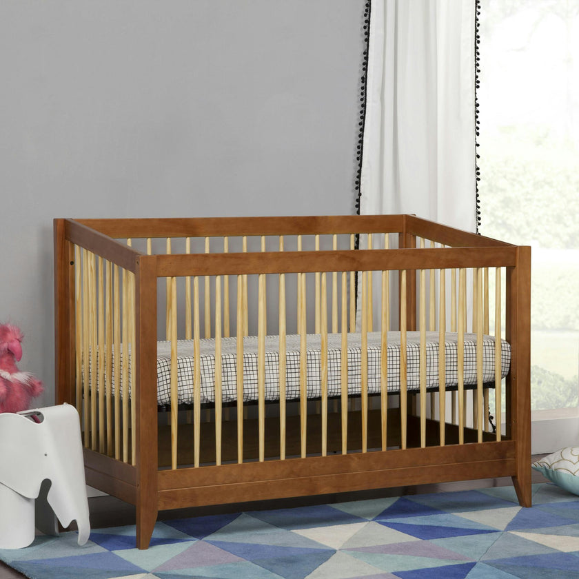 Sprout 4-in-1 Convertible Crib with Toddler Bed in Chestnut & Natural Conversion Kit
