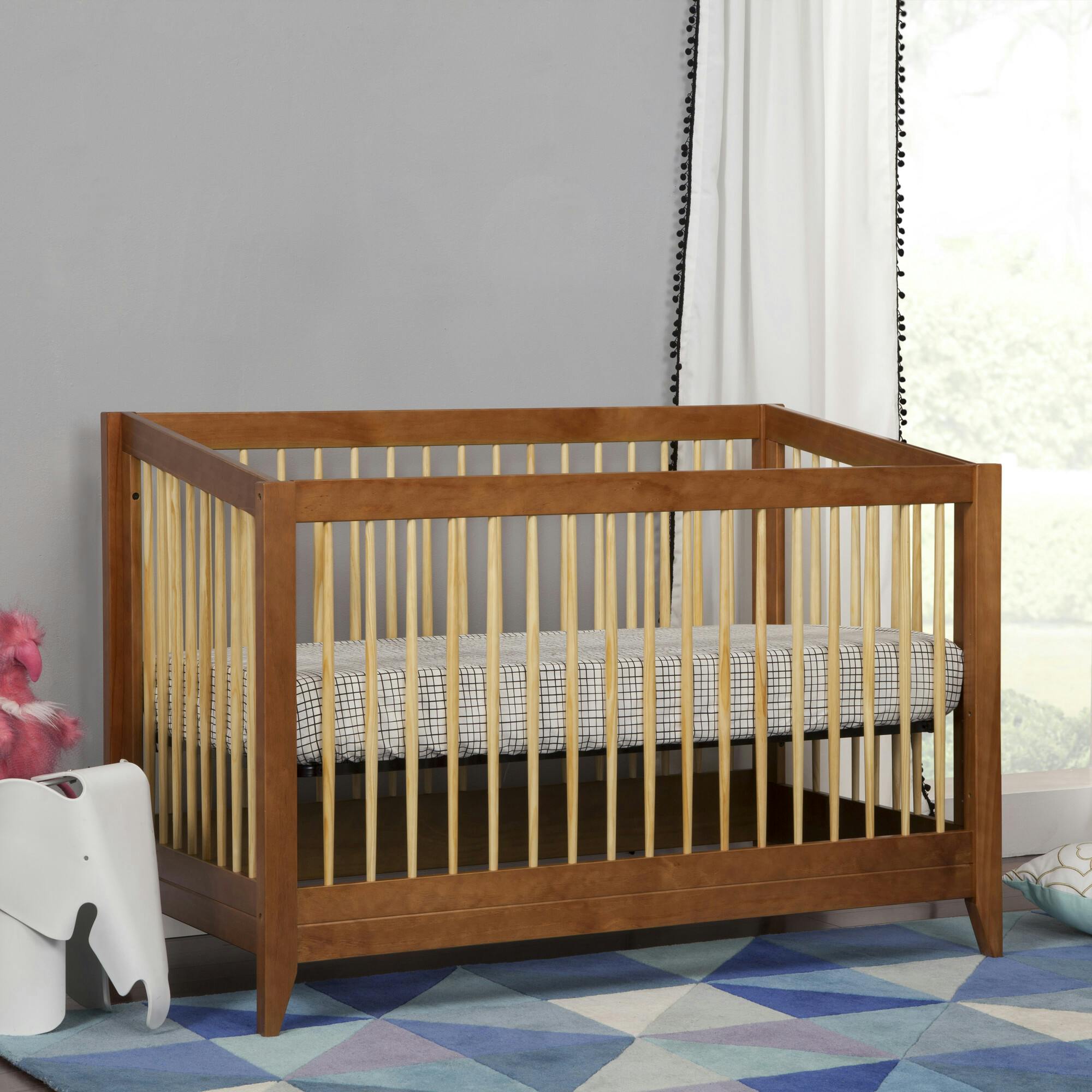 Sprout 4-in-1 Convertible Crib with Toddler Bed in Chestnut & Natural Conversion Kit
