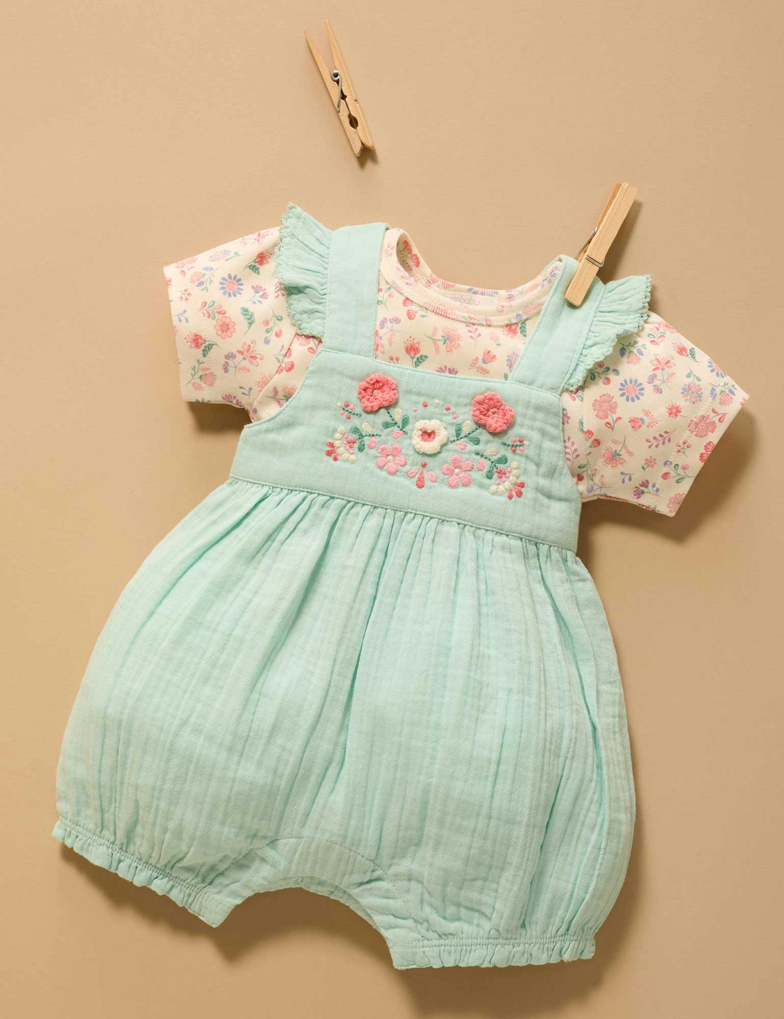 Embroidered Overall Set Aloe