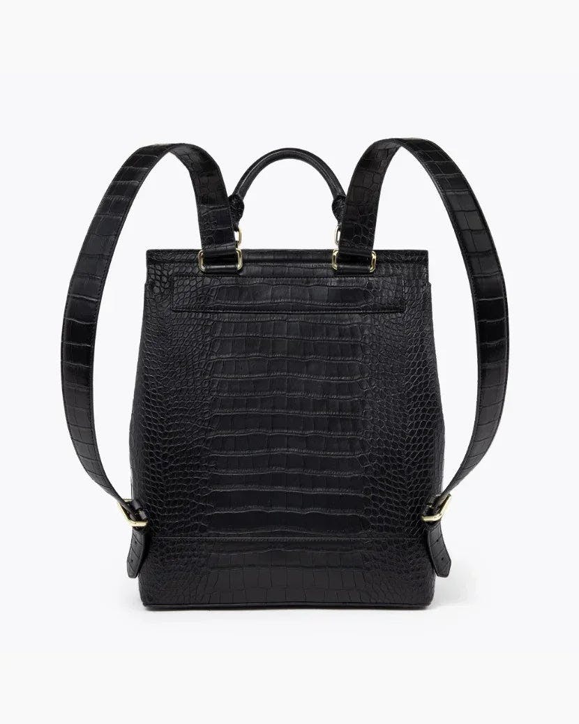 Chic, Stylish Padded Laptop Sleeve Backpack, Black Croc