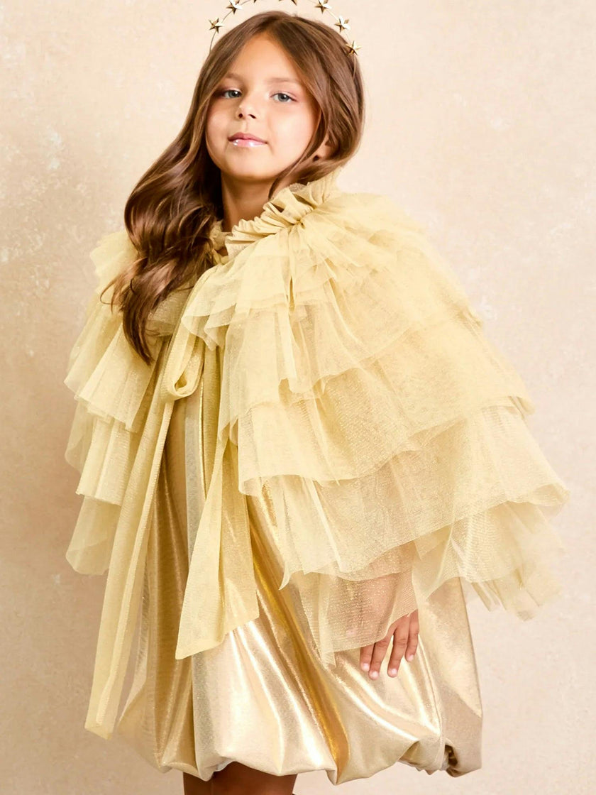 Gold Sparkly Tulle Cape for Girls