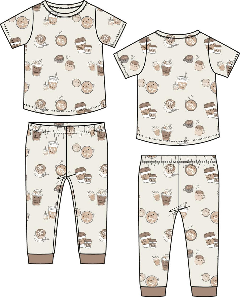 Love You A Latte - Short Sleeve Loungewear Set