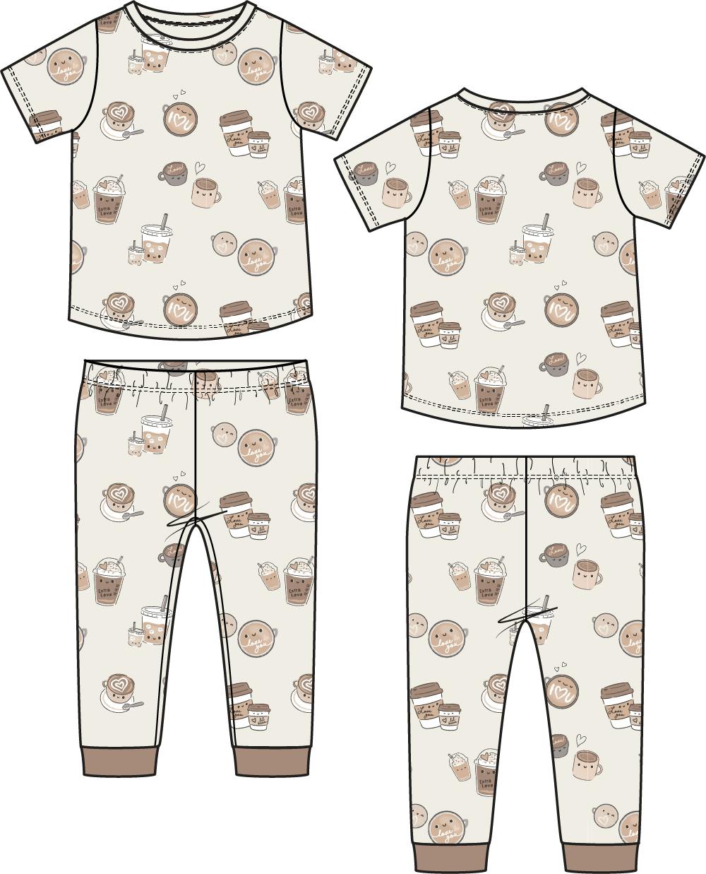 Love You A Latte - Short Sleeve Loungewear Set