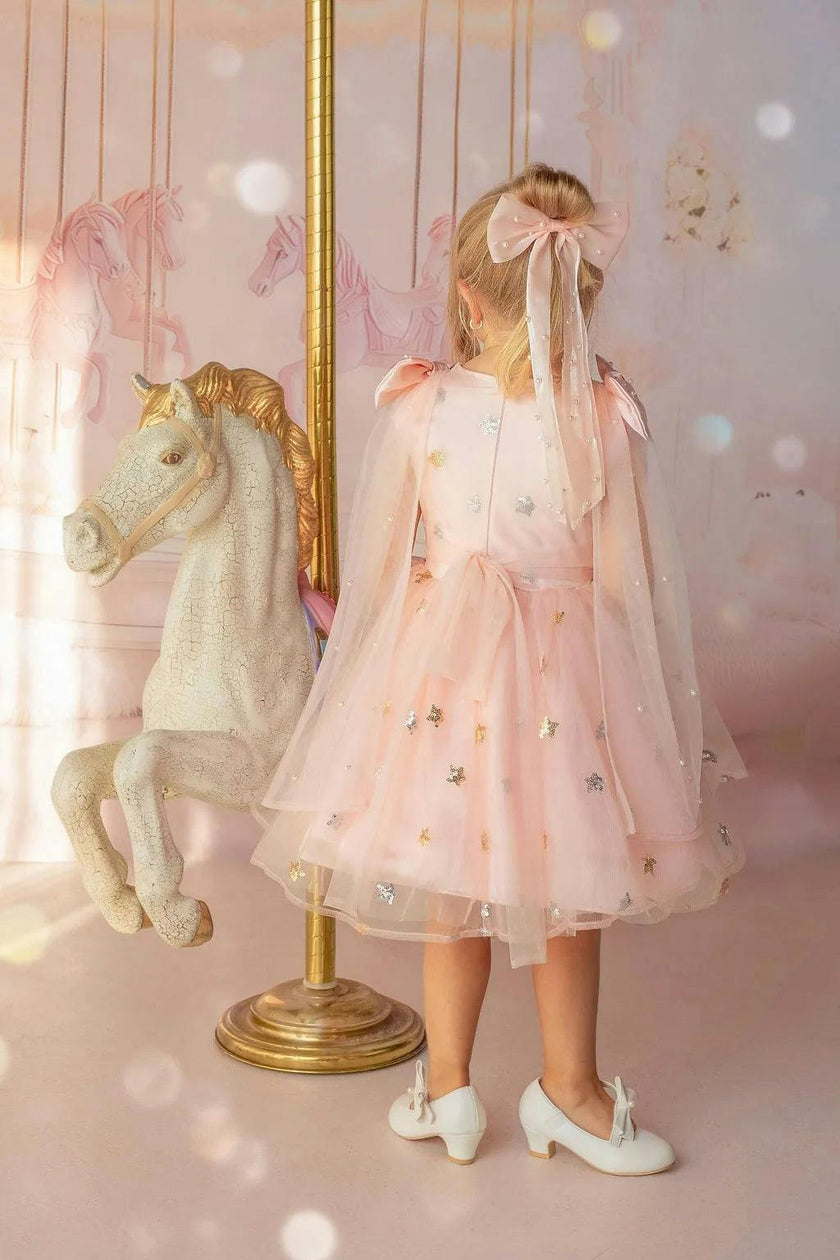 Twinkle Star Blush Pink Sequin Birthday Dress for Girls