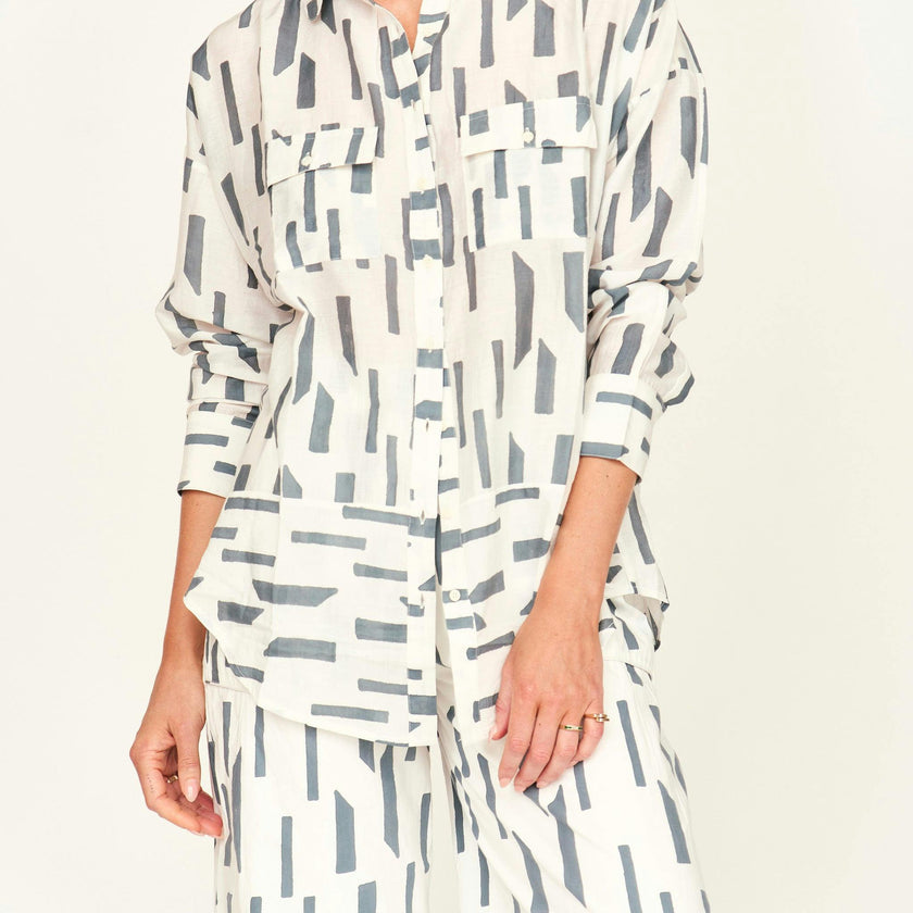 Kyoto Shirt in White Rainfall