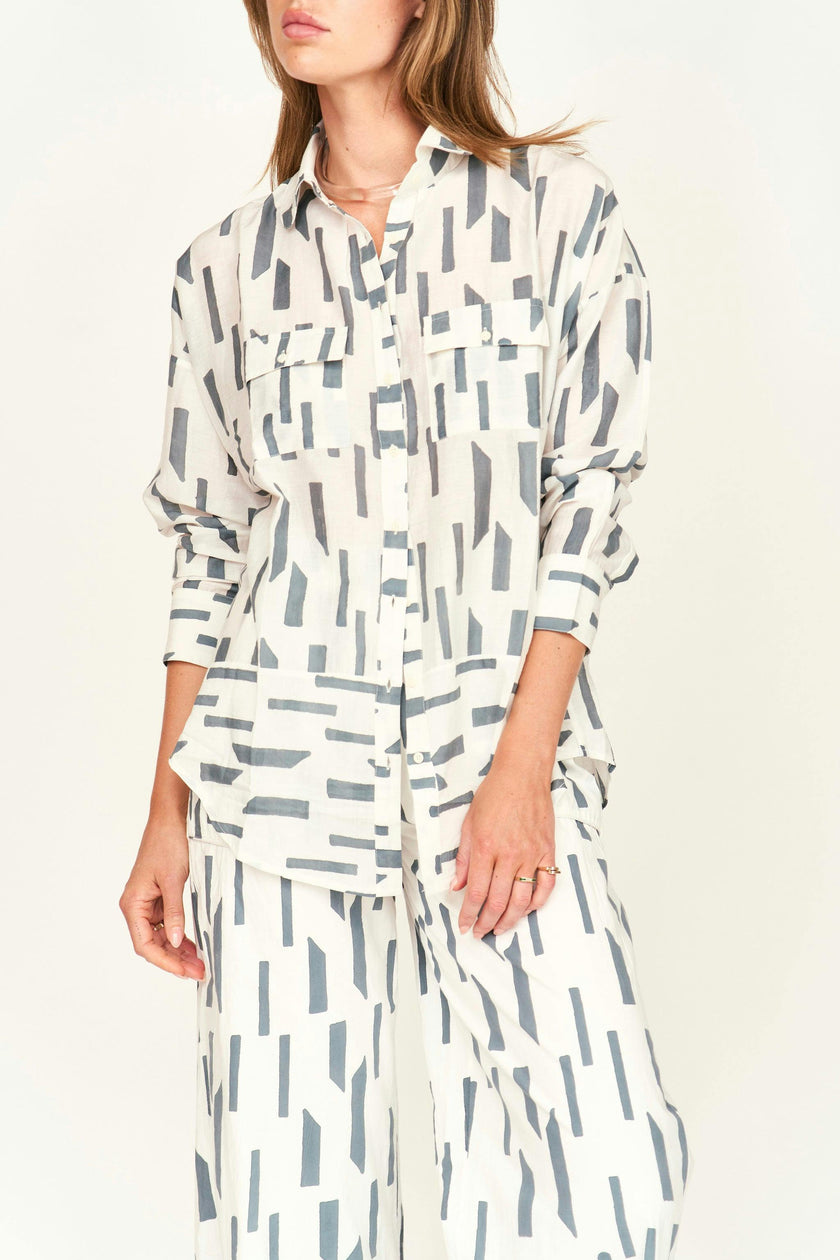 Kyoto Shirt in White Rainfall