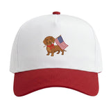 USA DACHSHUND Printed Patriotic Hat, White/Red