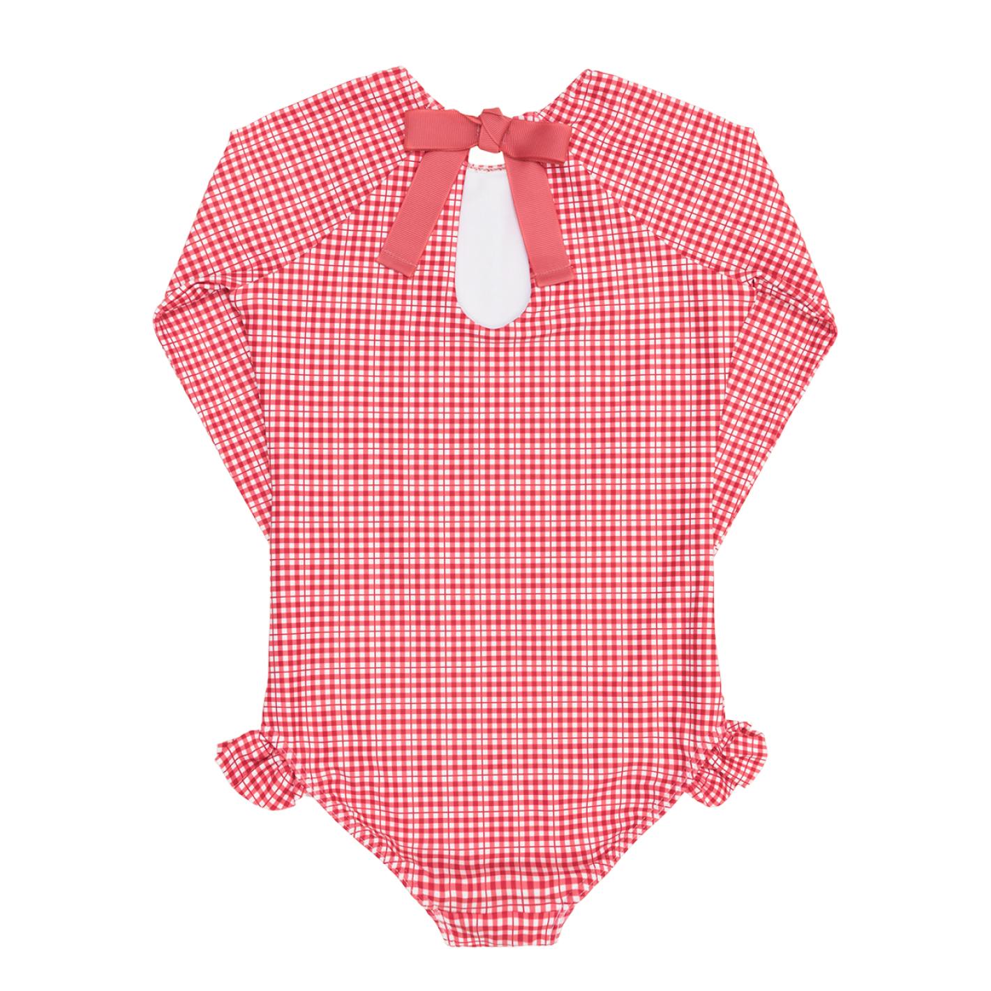 Girls Poppy Gingham Rashguard One Piece