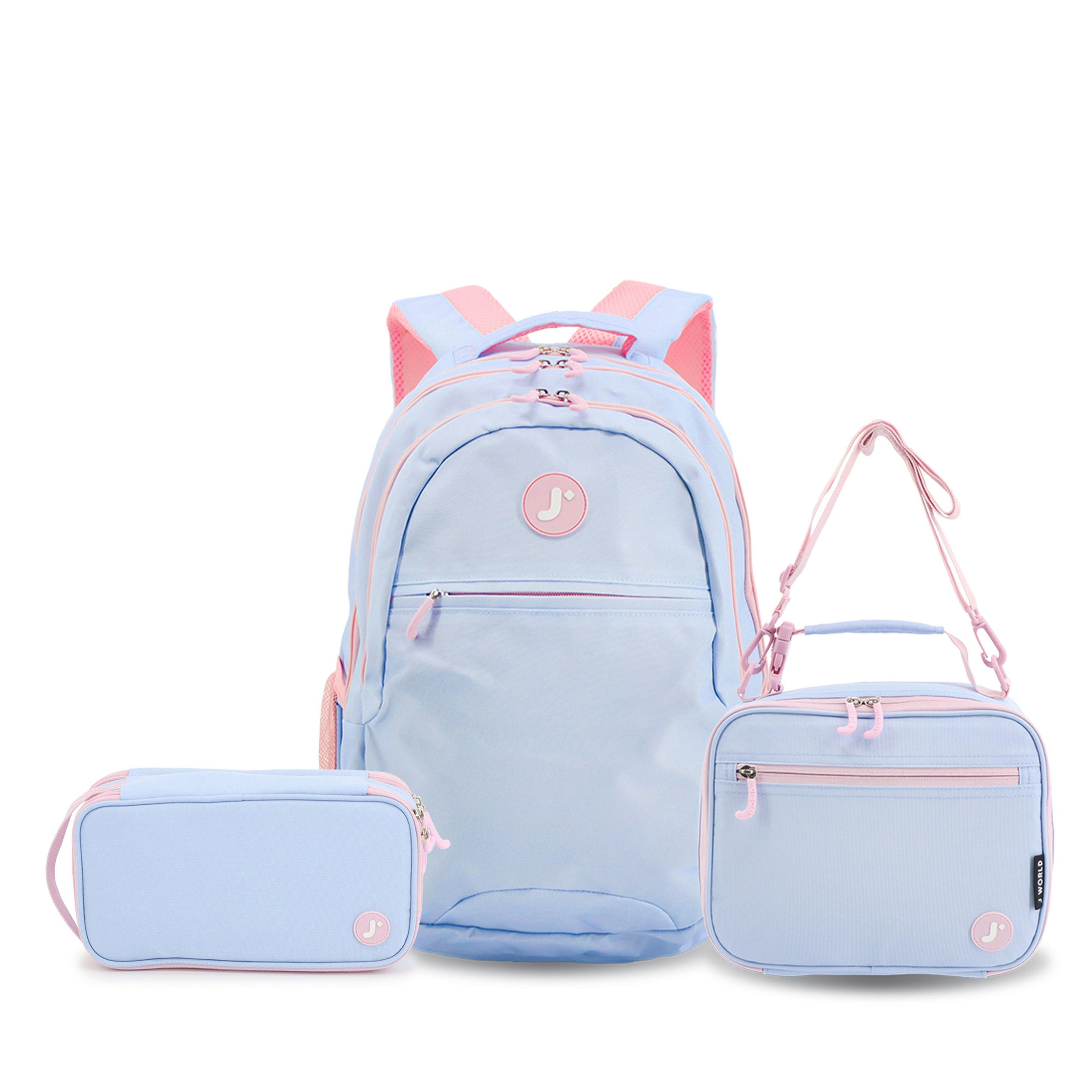 Cornelia Backpack with Lunch Bag and Pencil Case in Baby Blue