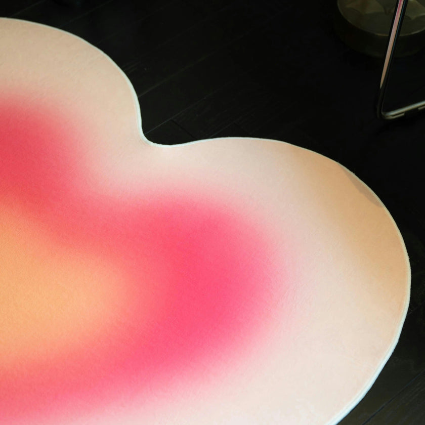 Pink Modern Gradient Heart Rug by Juan Marquez