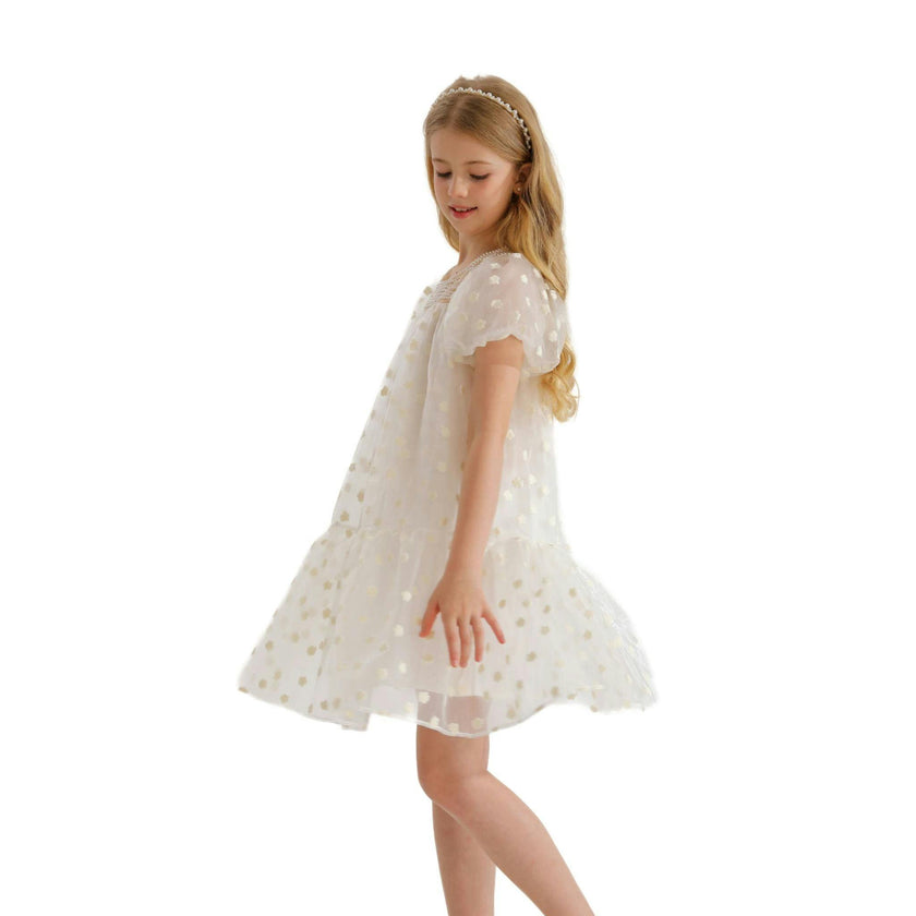 White Perivale Floral Overlay Dress