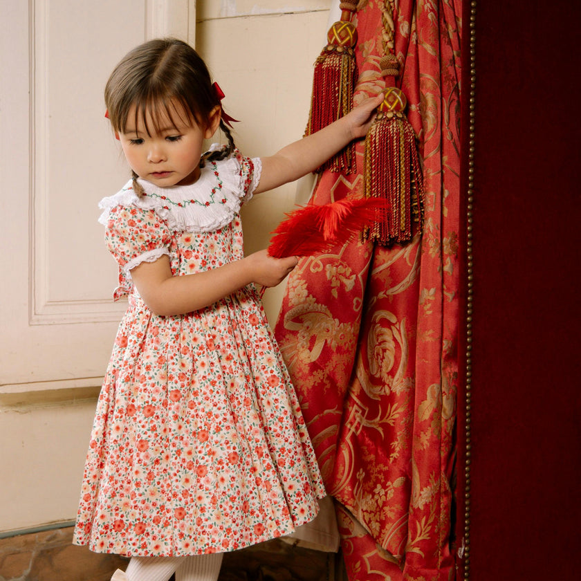 Celestine Red Floral Smocked Dress
