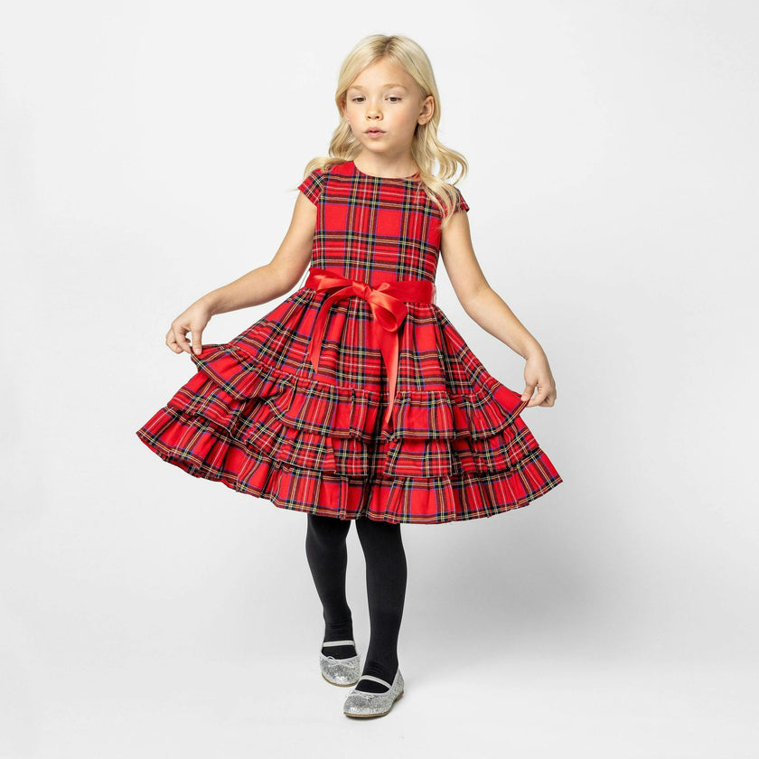 Arabella Frill Plaid Tartan Girls Party Dress