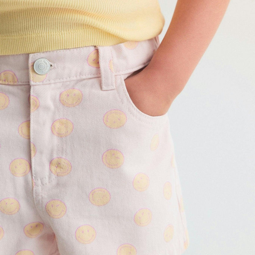 SmileyWorld® Denim Short Smiley Print