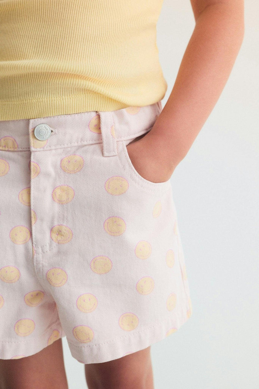 SmileyWorld® Denim Short Smiley Print