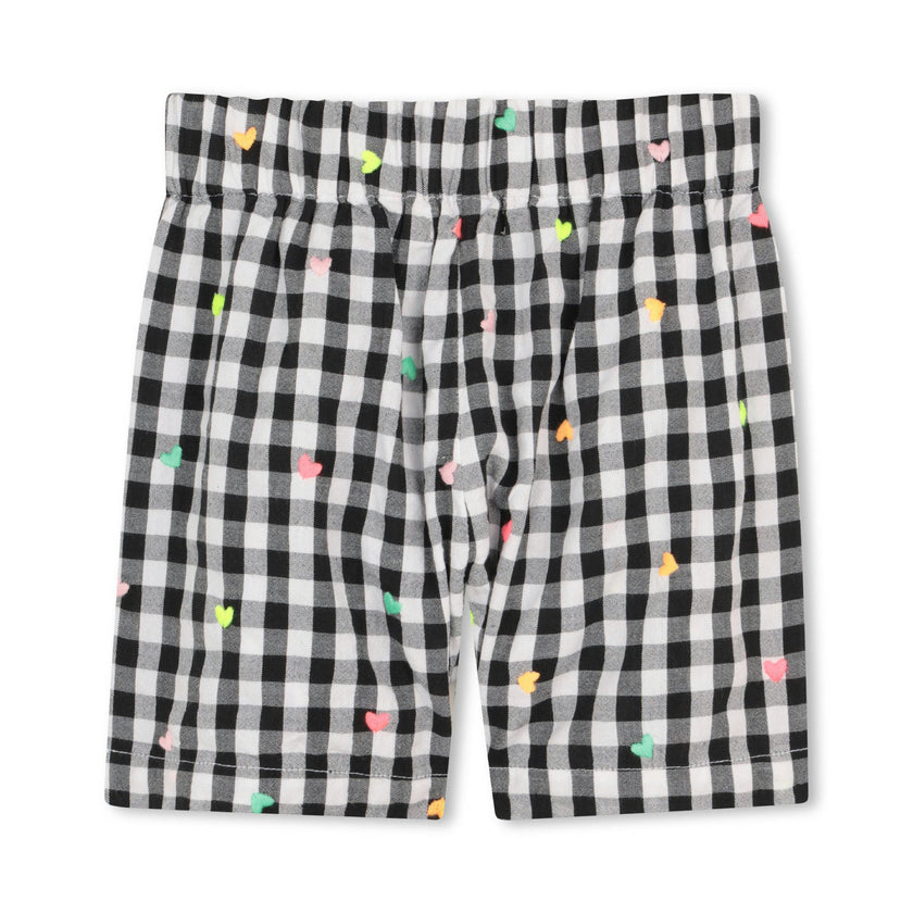 White Heart Tee & Check Shorts Set