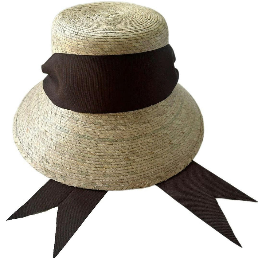 Clematis Bucket Hat (PreOrder Shipping June 15th) - Chocolate Brown Wide & Short Grosgrain Ribbon