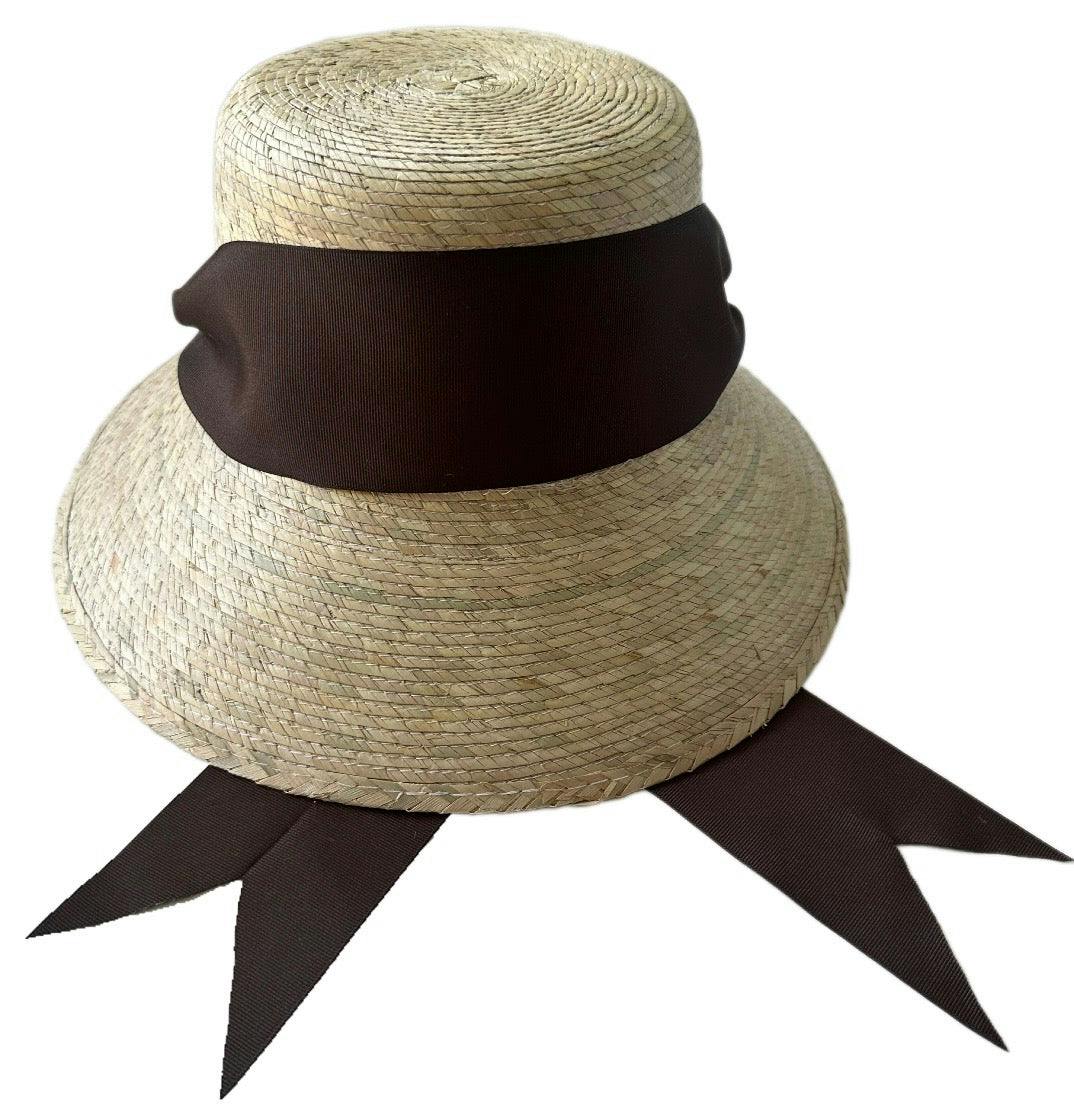 Clematis Bucket Hat (PreOrder Shipping June 15th) - Chocolate Brown Wide & Short Grosgrain Ribbon