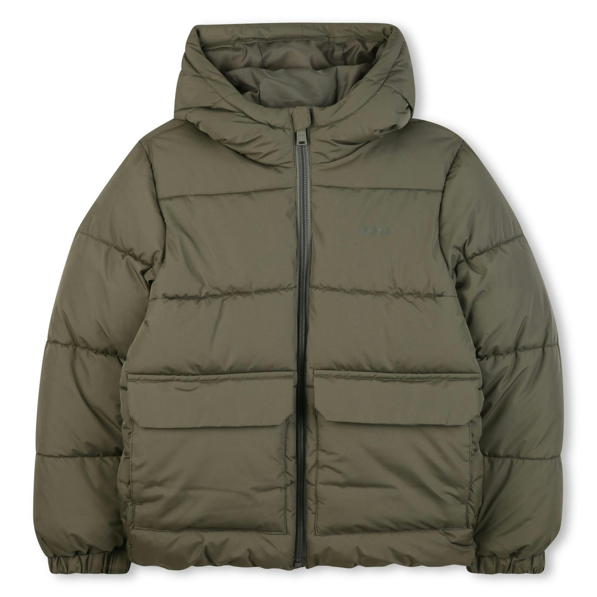 Olive Green Hooded Puffer Coat