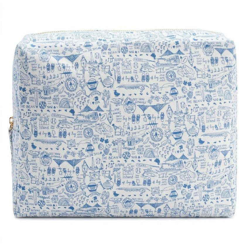 Blue Boston Large Travel Pouch