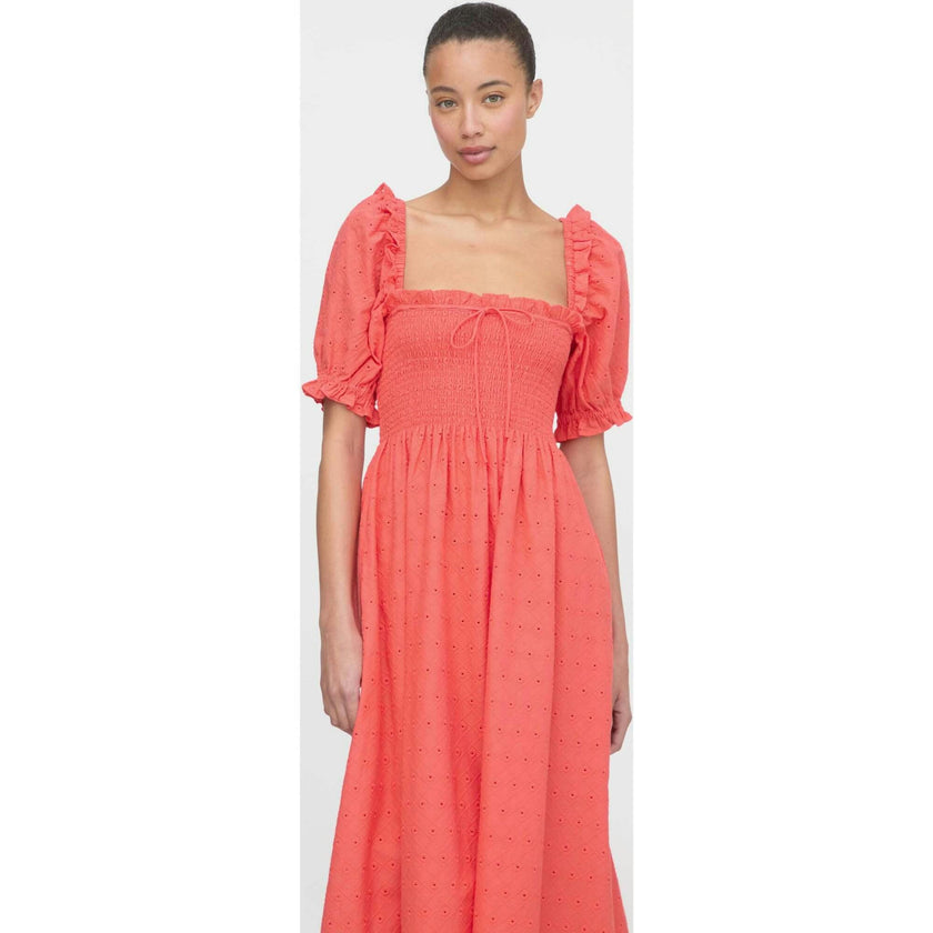The Scarlett Nap Dress - Coral Daisy Broderie