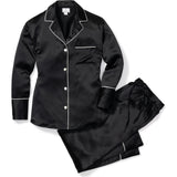 Women's Silk Pajama Set in Black