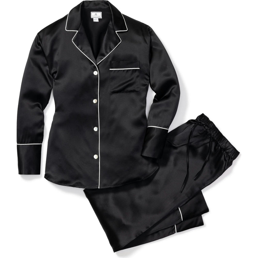Women's Silk Pajama Set in Black