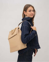 Chic, Stylish Padded Laptop Sleeve Backpack, Cream